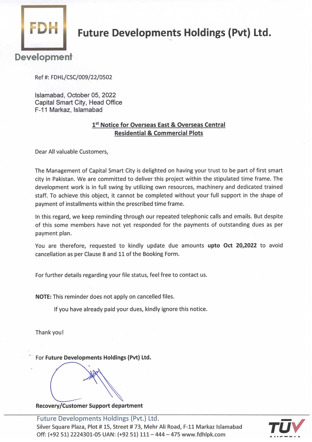 1st Notice for Overseas East & Overseas Central