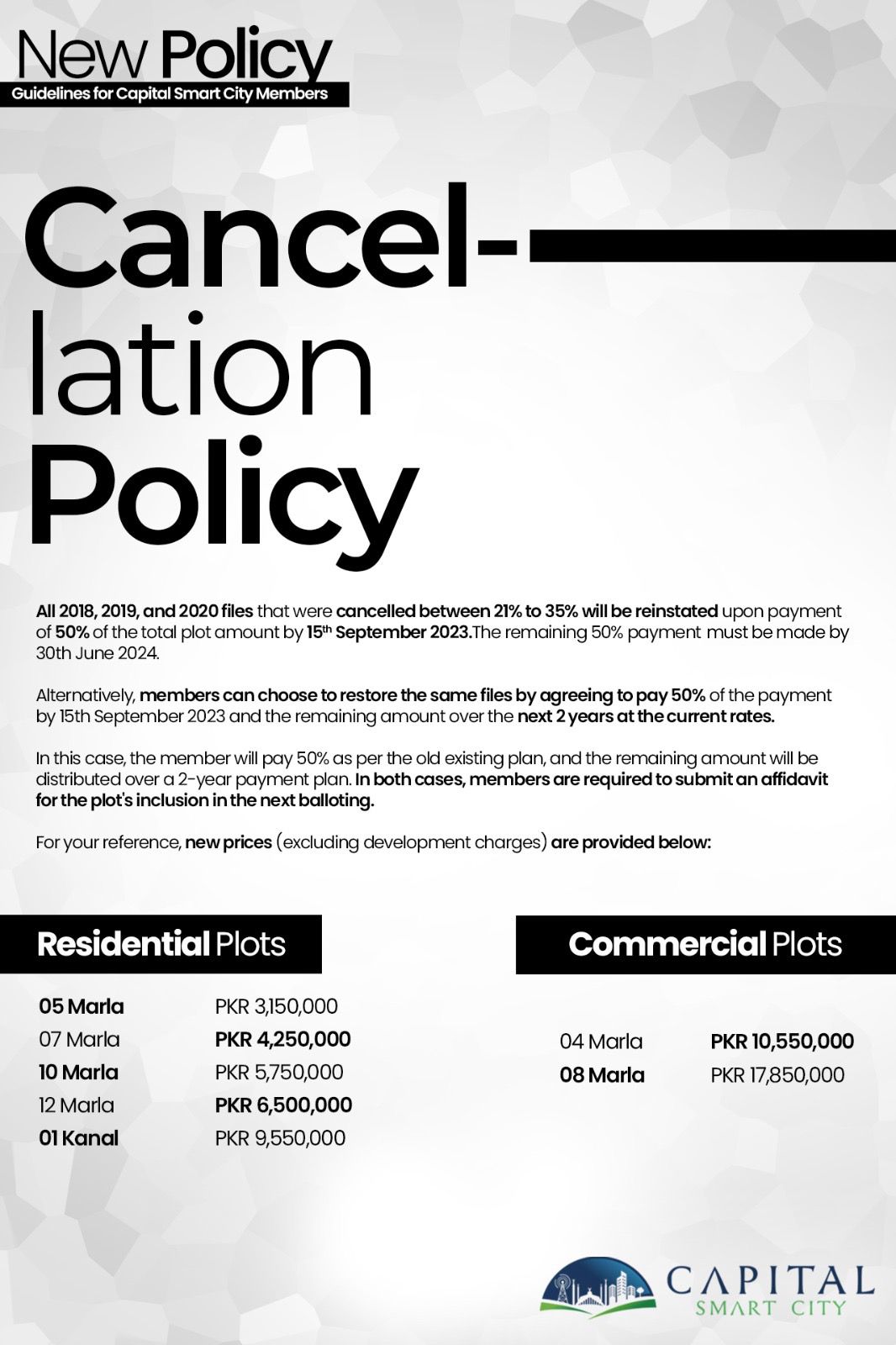 New Cancellation Policy